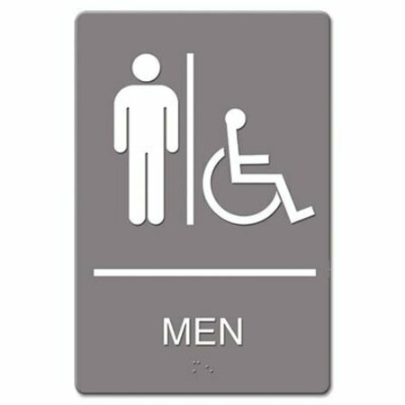 U. S. STAMP & SIGN Headline, Ada Sign, Men Restroom Wheelchair Accessible Symbol, Molded Plastic, 6 X 9, Gray 4815